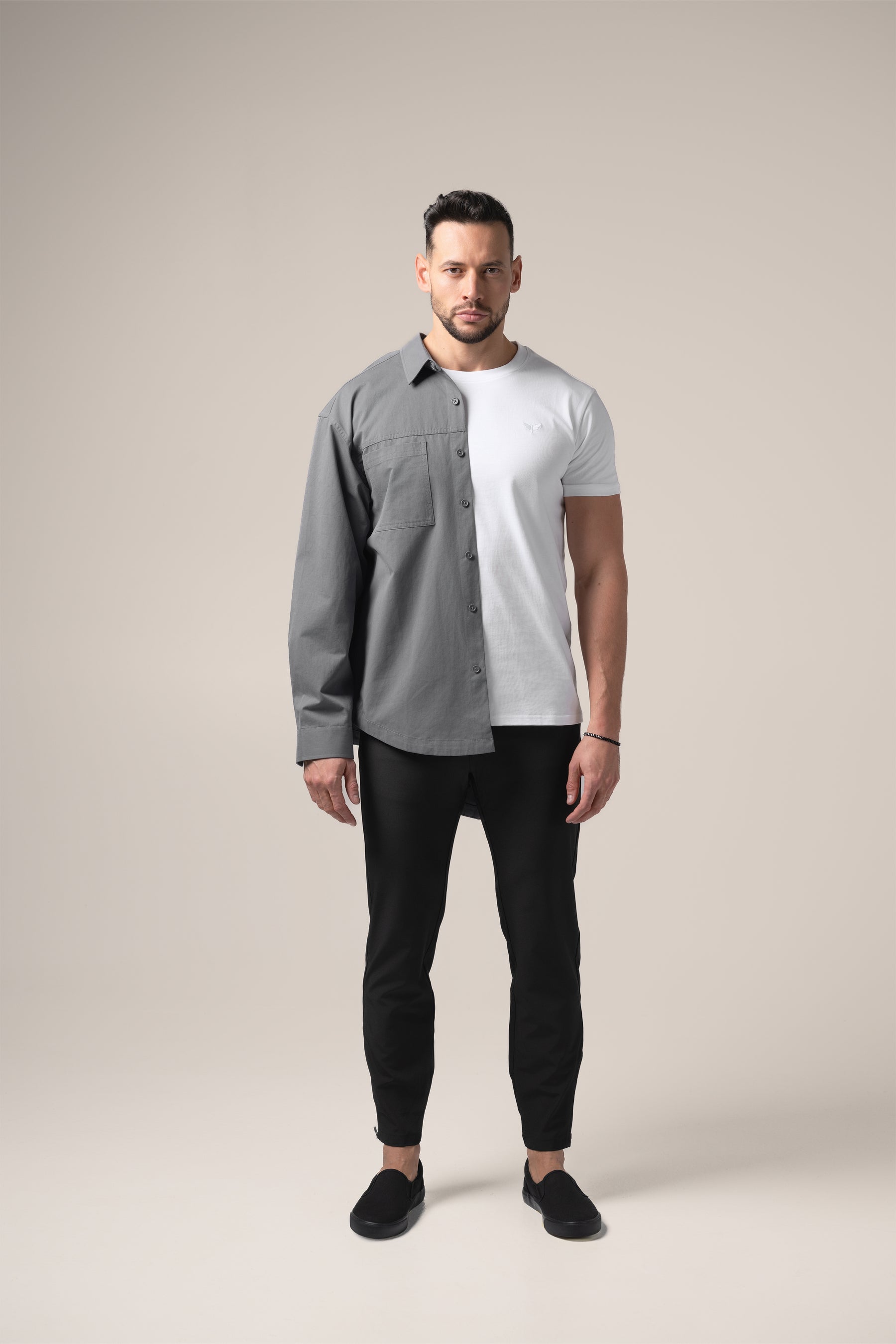 Paolo Utility Overshirt | Grigio Pietra