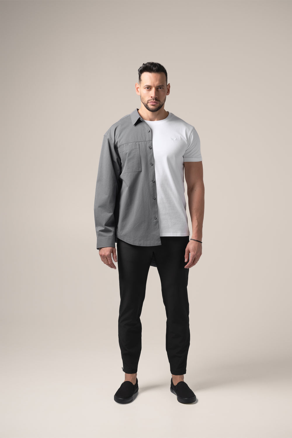 Paolo Utility Overshirt | Grigio Pietra