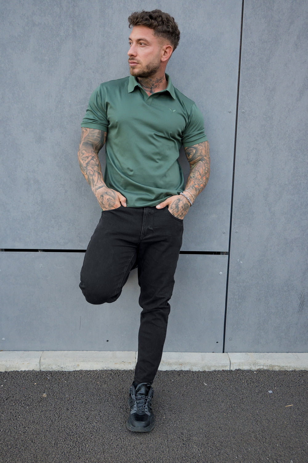 LORENZO PIMA COTTON POLO in Green