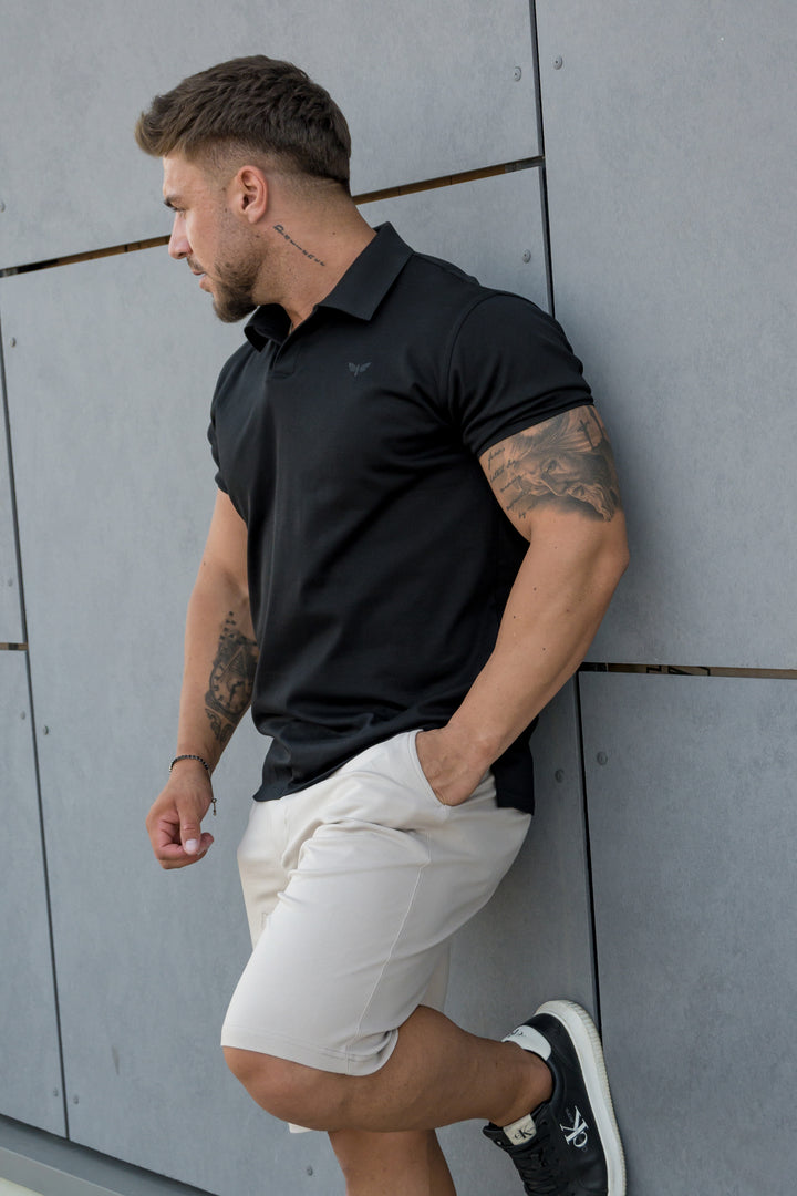 LORENZO PIMA COTTON POLO in Black