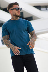 CAMISETA DE ALGODÓN PIMA EN AZUL REAL