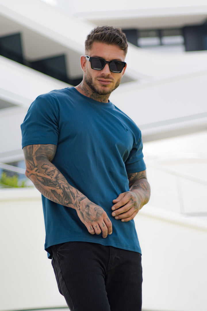 T-SHIRT EN COTON PIMA BLEU ROI