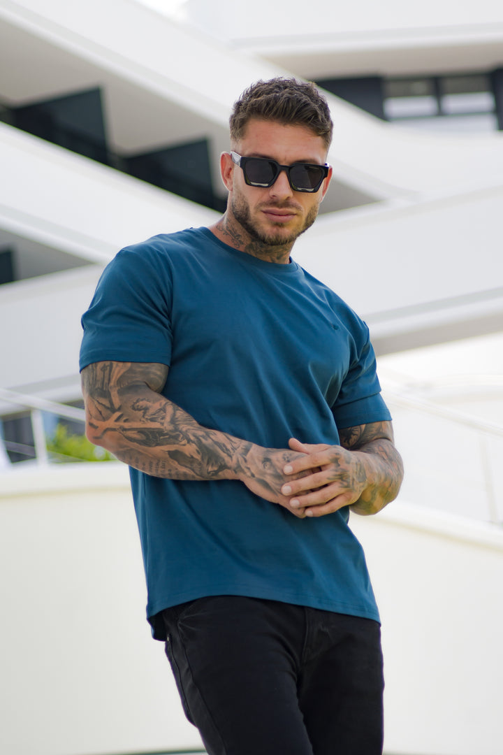 T-SHIRT EN COTON PIMA BLEU ROI