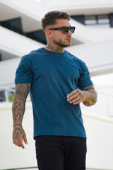 CAMISETA DE ALGODÓN PIMA EN AZUL REAL