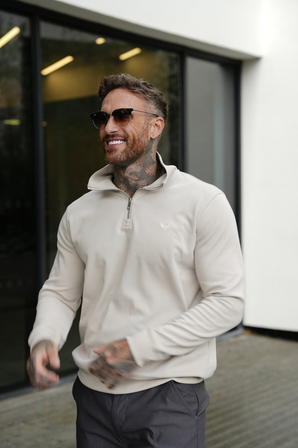 ALESSIO TOP CON CREMALLERA BEIGE - GRIS