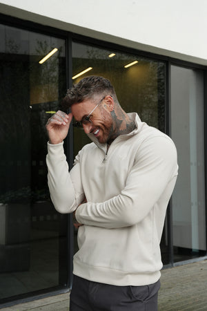 ALESSIO TOP CON CREMALLERA BEIGE - GRIS