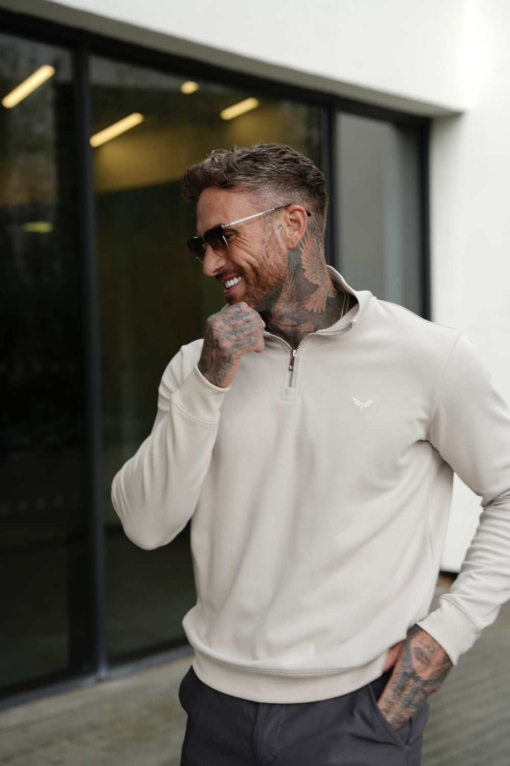 ALESSIO TOP CON CREMALLERA BEIGE - GRIS
