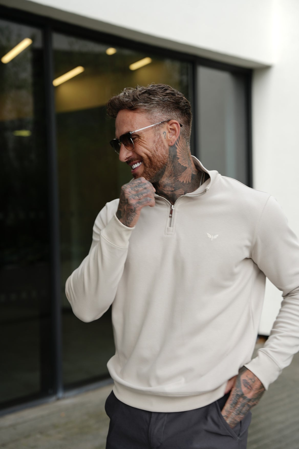 ALESSIO TOP CON CREMALLERA BEIGE - GRIS