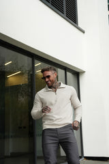 ALESSIO TOP CON CREMALLERA BEIGE - GRIS