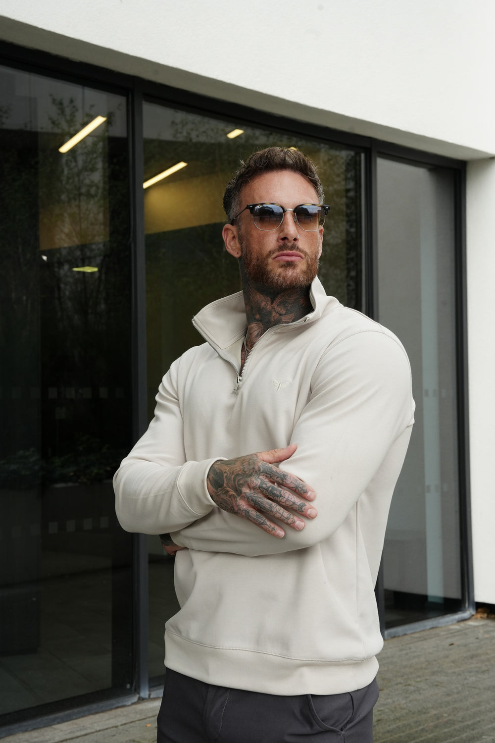 ALESSIO TOP CON CREMALLERA BEIGE - GRIS