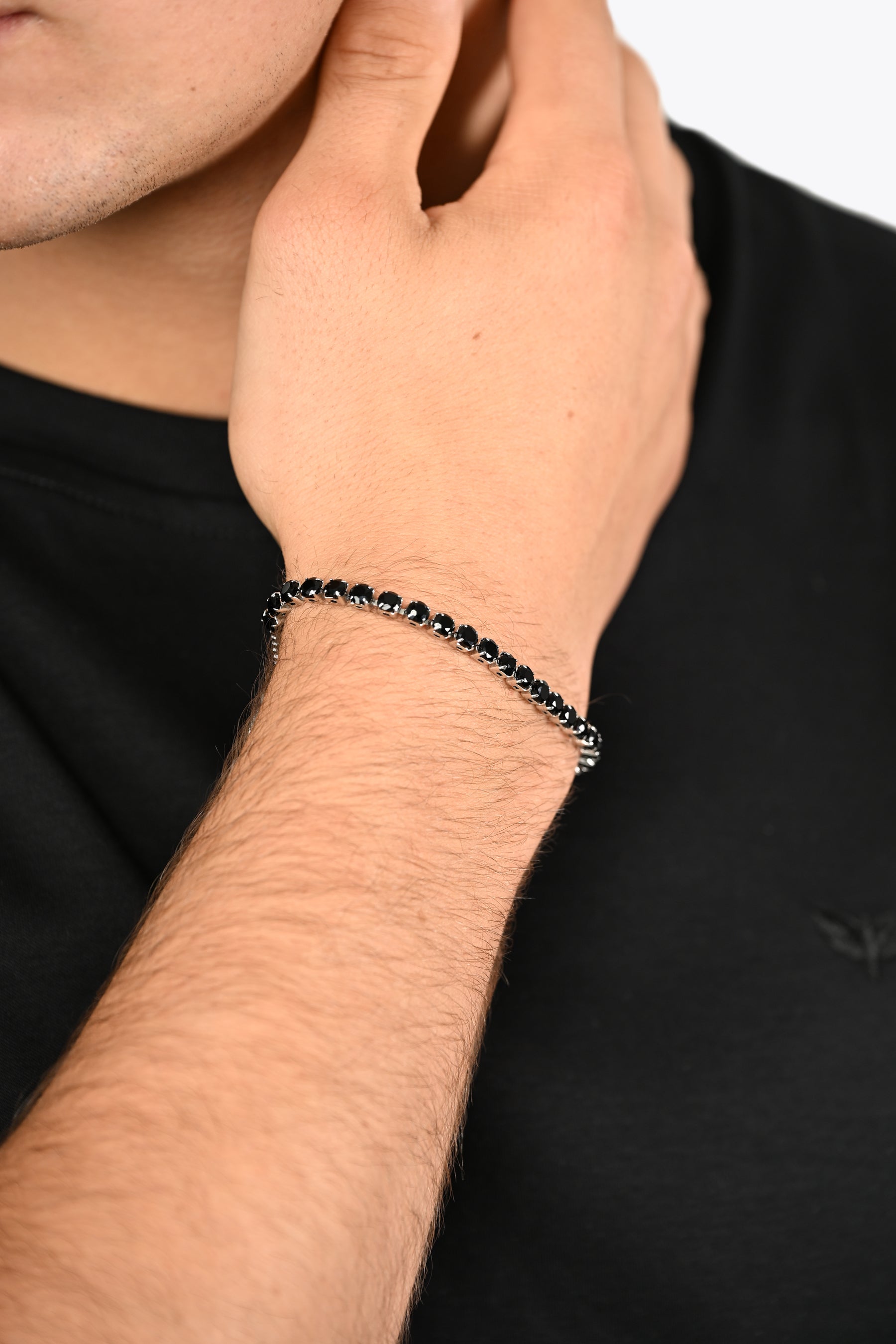 Pulsera Vanguardia de Plata (Circonia Negra para Hombre)