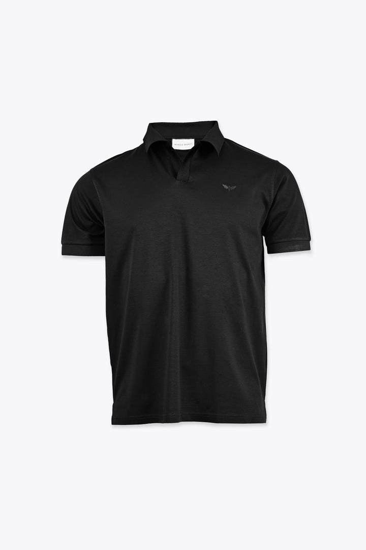 LORENZO PIMA COTTON POLO in Black